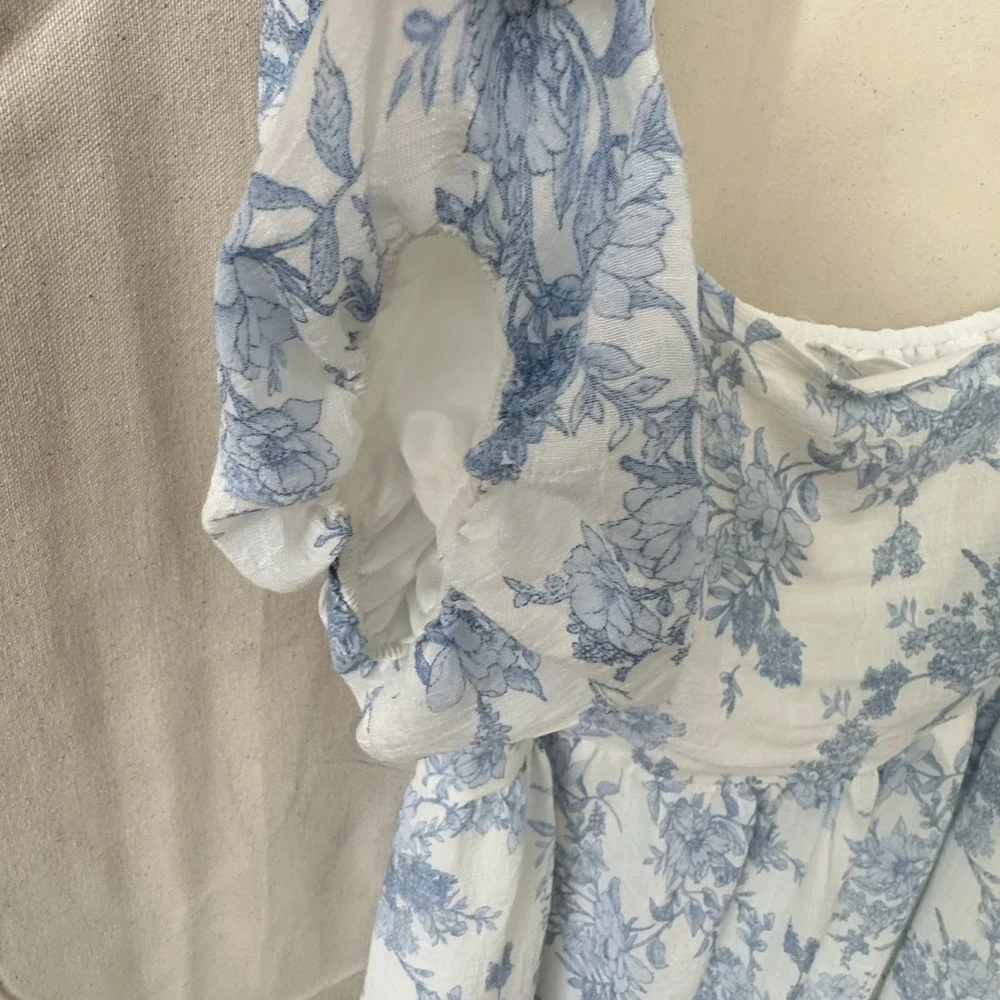 Blu Pepper Floral Tiered Ruffle Hem Dress XL Puff‎ Sleeve Cottage Peasant